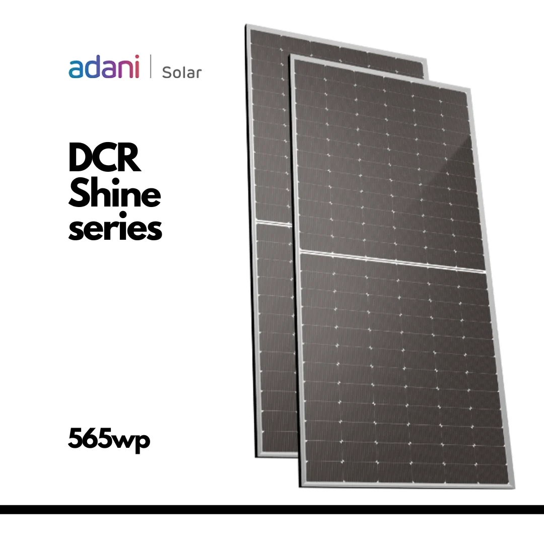 Adani Shine TOPCon solar module card.