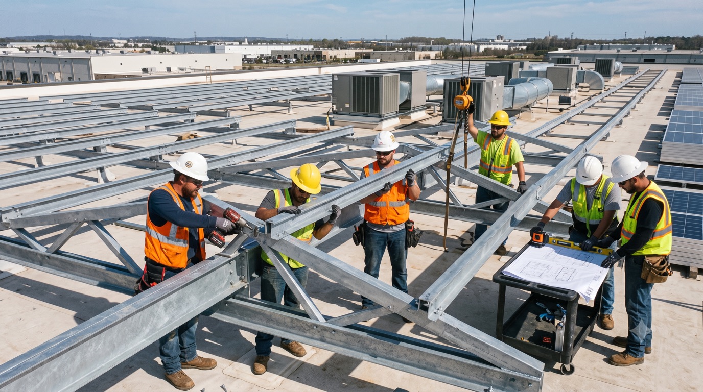 Solar mounting structure contracting work for a rooftop installation in Delhi NCR
